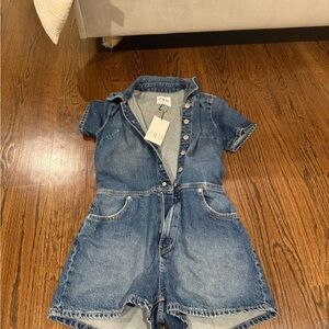 Zara Blue Denim Short Sleeve Romper